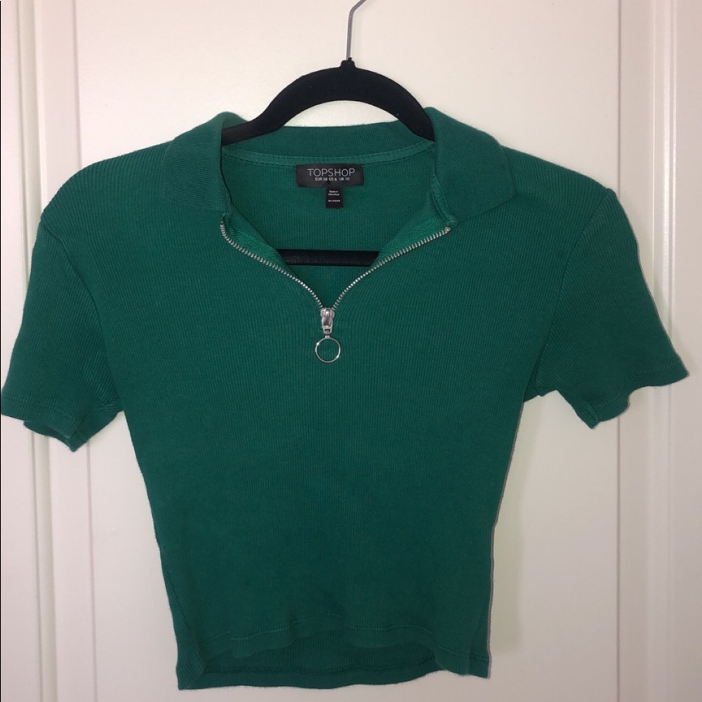 Green cropped half zip
